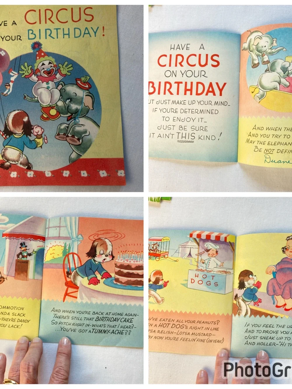 Vintage 1950's Kids Birthday Card Set - Cute Animals